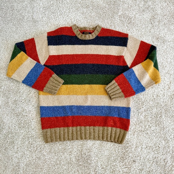 TOMMY HILFIGER Men’s Vintage Mid-1990s Wool Nylon Silk Blend Striped Sweater
